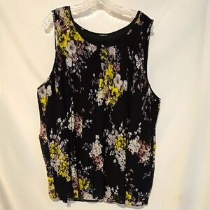 Torrid, Tank Style Blouse,  Black, Yellow, Sheer, Flowy, Aline, Accorian Fabric